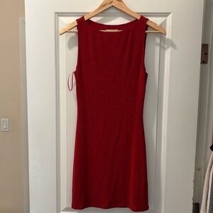 Reformation Nataly Knit Dress Red Sparkle